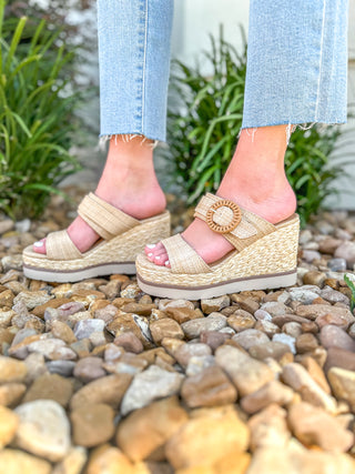 Bahama Mama Raffia Buckle Strap Wedge