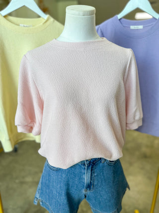 Pale Pink Go-To Knit Short Sleeve Top