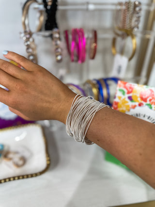 Silver Stackable Stretch Bracelets