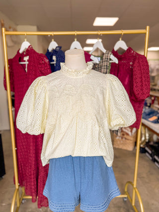 Cream Vintage Eyelet Top