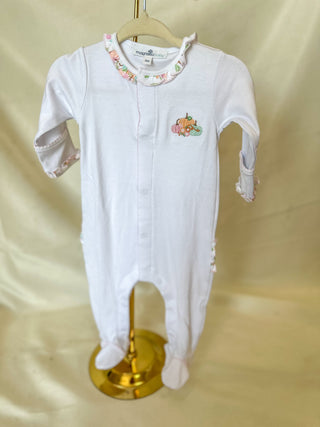 Pumpkin Blush Embroidered Ruffle Footie