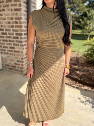 Olive Juliet Pleated Midi Dress