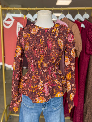 Wildflower Season Smocked Peplum Top