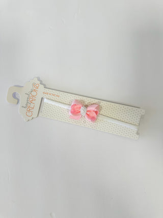 White & Light Pink Headband Bow