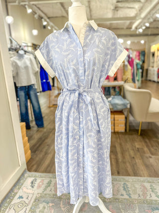 Light Blue Collared Airy As a Feather Midi Dress