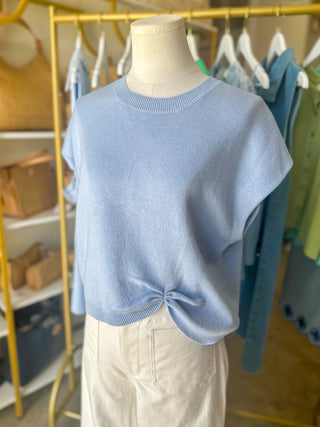 Sky Blue Soft Serenity Knot Sweater Top