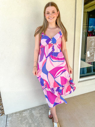 Pink Mix Keep It Interesting Midi Dress