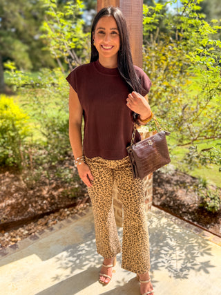 Leopard Evelyn Mid Rise Ankle Slim Straight Denim Jeans
