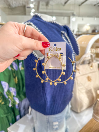 Grace 18K Gold Plated Bubble Accents large Hoop Earrings