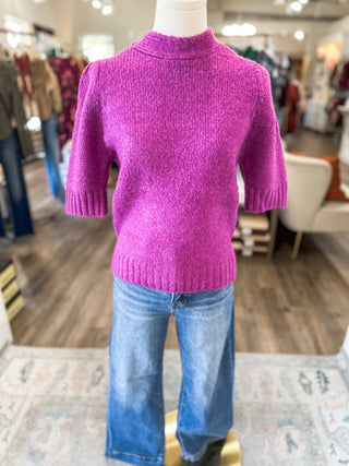 Magenta Bow Cozy Knit Sweater