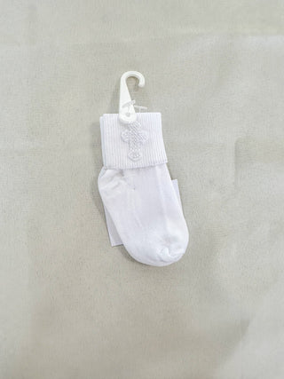 White Baptism Socks W/ Embroidered Cross