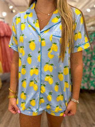 Zesty Lemons Pajama Shorts Set