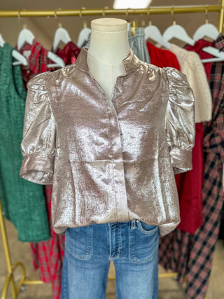 Champagne Metallic Statement Blouse
