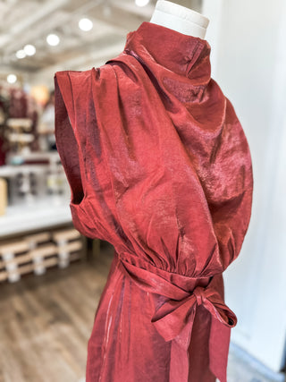 Rust Find Her Dancing Mock Neck Mini Dress