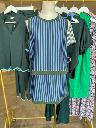 Hunter Green Social Club Striped Skirt SET