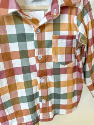 Fall Plaid Boy Button Down Shirt