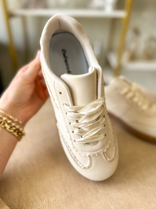 Cream Darling Lace Trim Sneakers