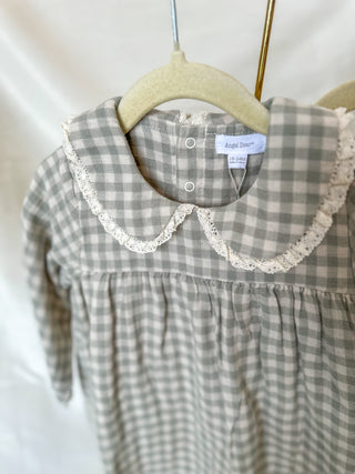 Mini Green Gingham Peter Pan Collar Dress & Diaper Cover
