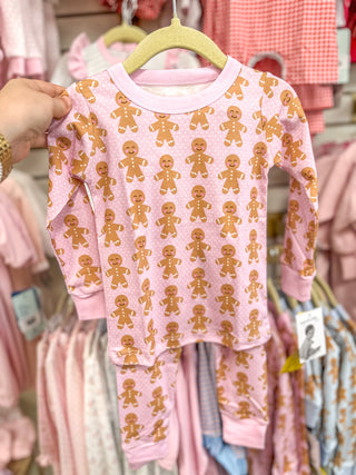 Pink Gingerbread Kisses Infant/Toddler Long Pajamas