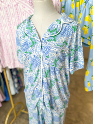 Blue Charlotte Daisy Chain Pajama Pants Set