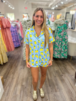 Zesty Lemons Pajama Shorts Set