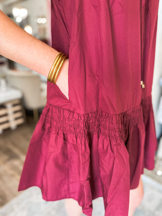 The Crisp Mornings Burgundy Mini Dress