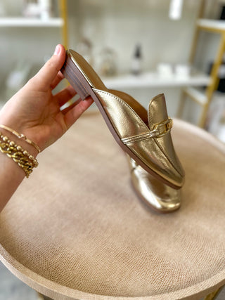 Gold Eleanor Fancy Pants Mules