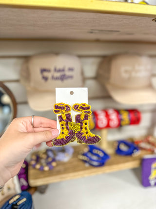 Purple & Gold Boot Scootin' Earrings