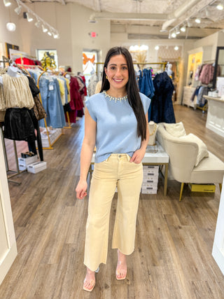 White Swan High Rise Crop Wide Leg Jeans