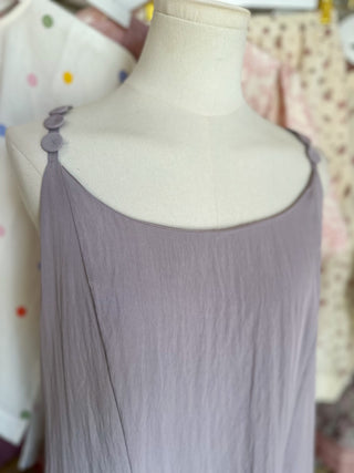 Mauve Button Detail Ruffle Mini Dress