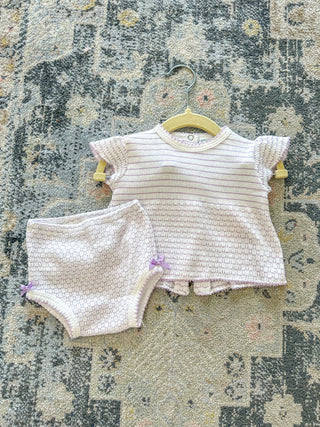 Paty Pal Lavender Pinstripe Diaper Set