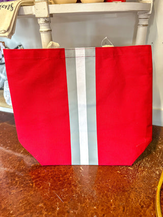 Red/White Campus Stripe Tote