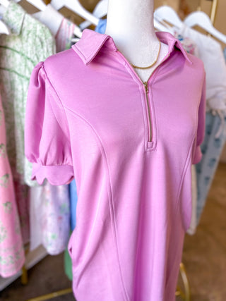 Pink Confident & Collected Mini Zip Dress