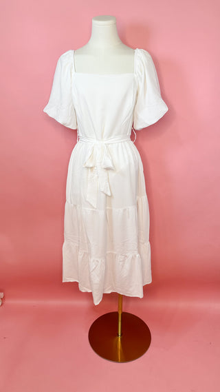 White Sweet As Summertime at the Beach Midi Dress