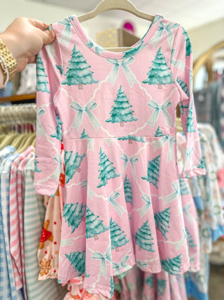 Soft Pink & Green Christmas is Better With Bows Dress