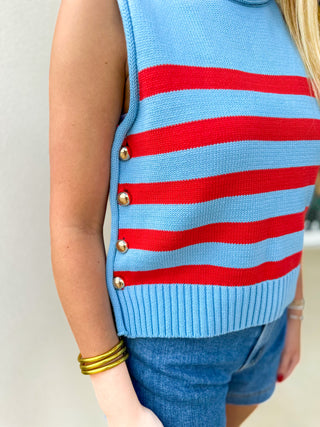 Sky Blue Summer Stripe Sweater Tank