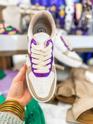 Ivy Louisiana Lady Purple and Gold Wedge Sneakers