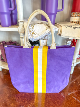 Purple/Gold Campus Stripe Tote