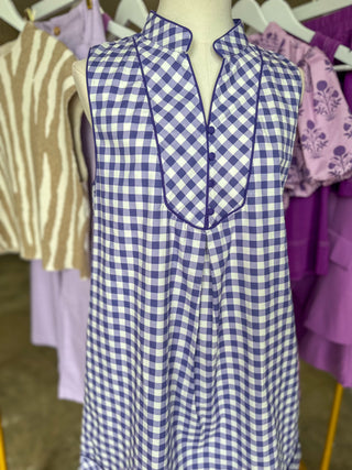 Purple Southern Grace Gingham Mini Dress