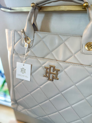 Kinzley Cream Quilted Tote- Caroline Hill