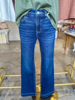 Bruce Dark Wash Mid Rise Bootcut Denim - Vervet