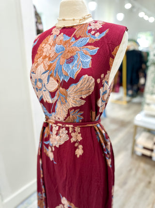 Burgundy Wild Iris Midi Dress