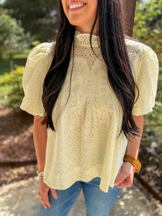 Cream Vintage Eyelet Top
