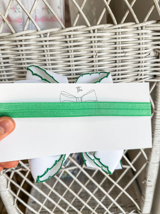 Christmas Tree Embroidered Headband Bow