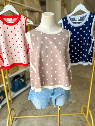 Sand Classic Dot Knit Tank