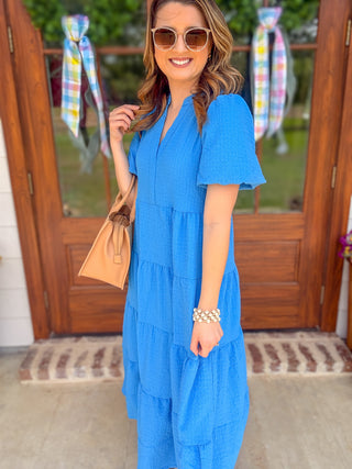 women's blue seersucker dress Susan Shirtdress