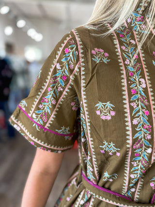 Brown Rowan Petal Path Midi Dress