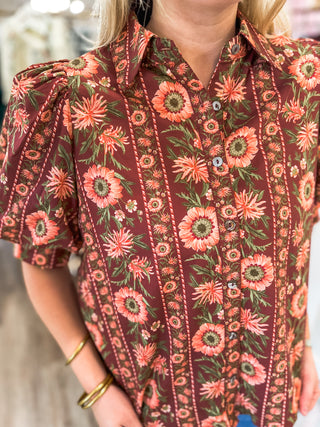 Burgundy Petals in Provence Blouse