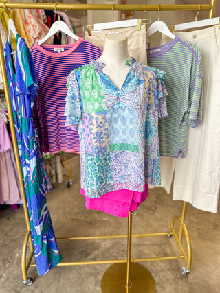 Paisley's Patch Flutter Sleeve Short Sleeve Top