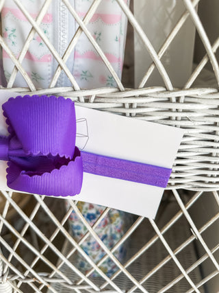 Purple Classic Scalloped Headband Bow